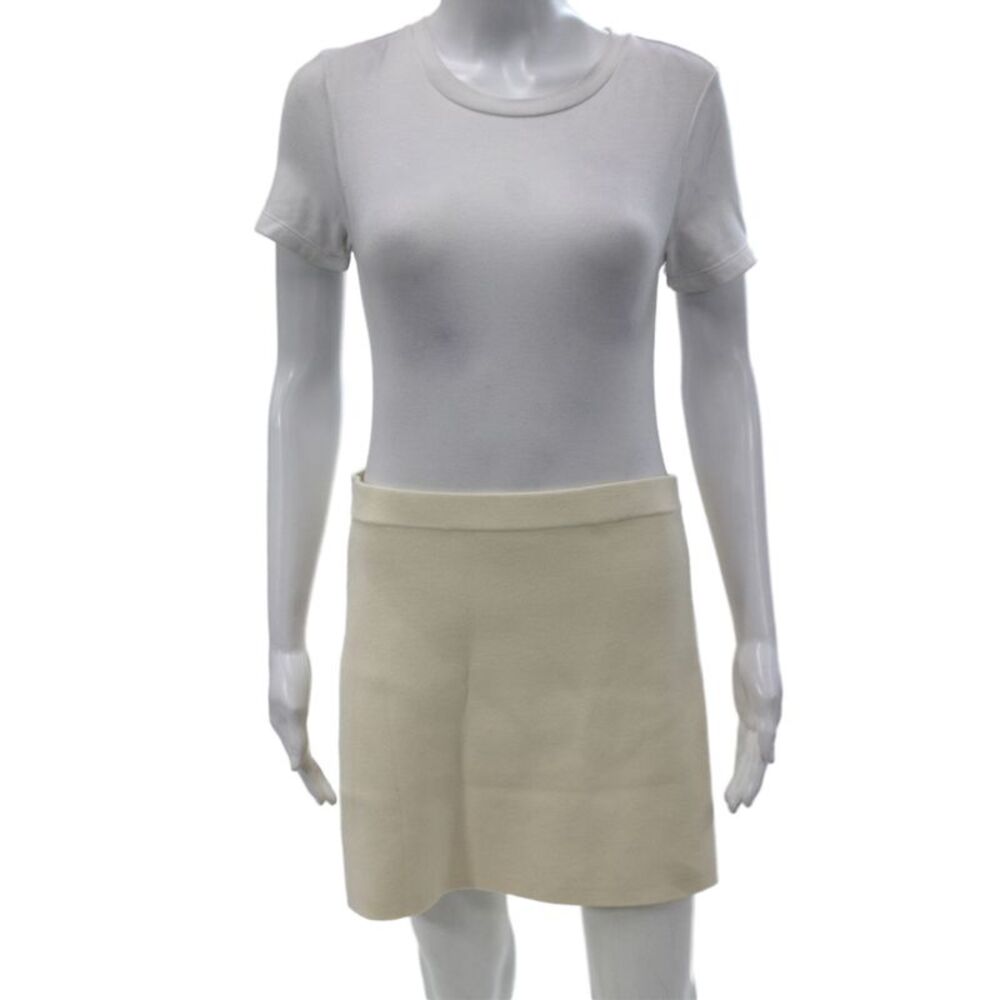 Zara Womens Ivory Pull On Mini Skirt 70% Viscose Size L